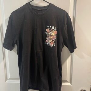 Smog Dark Spirit Graphic Skull Tee - Black with Floral Accent